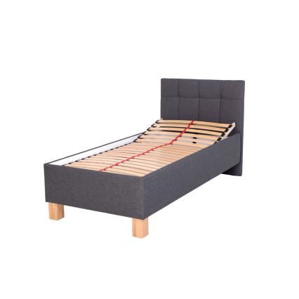 Gestoffeerd bed met matras en opslagruimte MARIA ONE 90x200 cm grijs