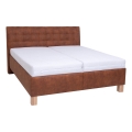 Gestoffeerd bed met matras en opslagruimte VIOLET 160x200 cm cognac bruin