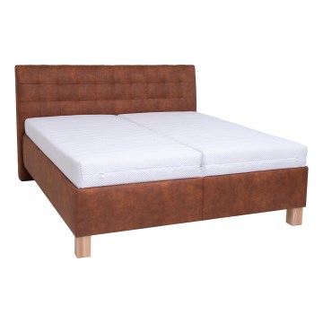 Gestoffeerd bed met matras en opslagruimte VIOLET 160x200 cm cognac bruin