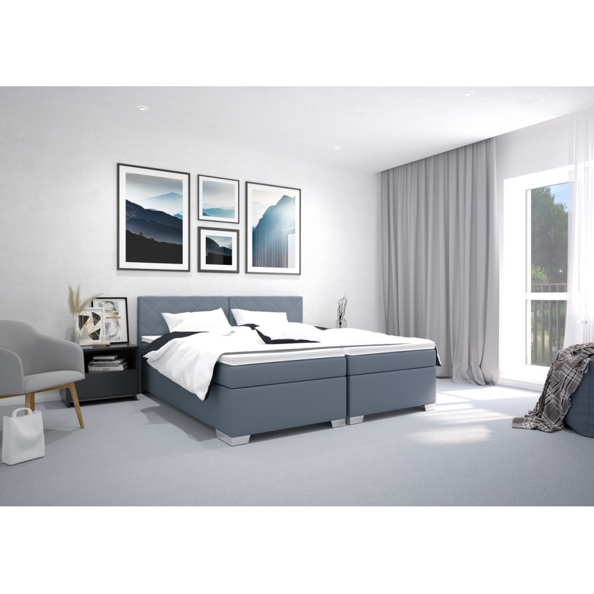 Gestoffeerd bed met matras IDA 90x200 cm blauw