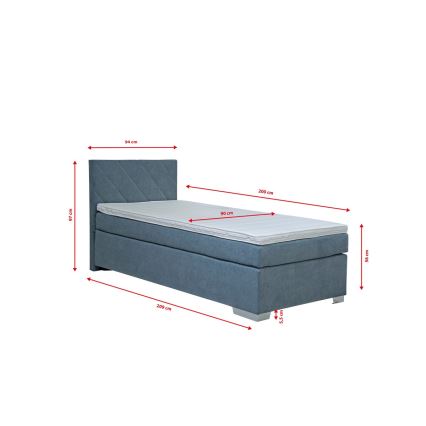 Gestoffeerd bed met matras IDA 90x200 cm blauw