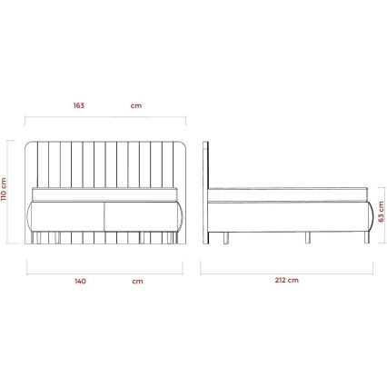 Gestoffeerd bed met matrassen en opslagruimte ALEXA 140x200 cm beige