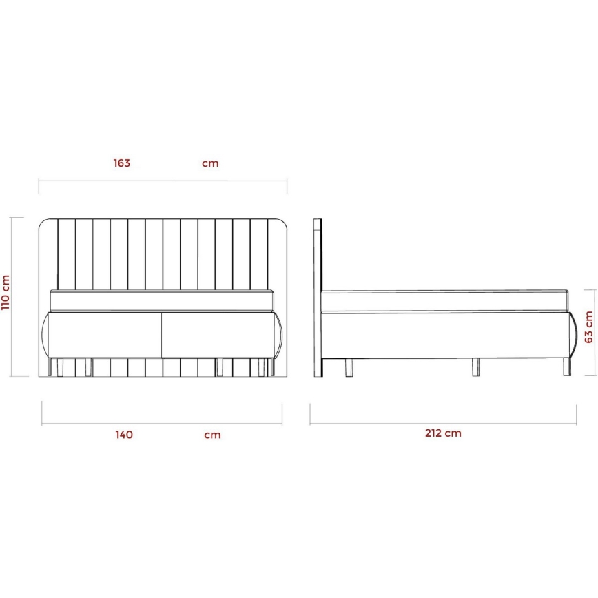 Gestoffeerd bed met matrassen en opslagruimte ALEXA 140x200 cm beige