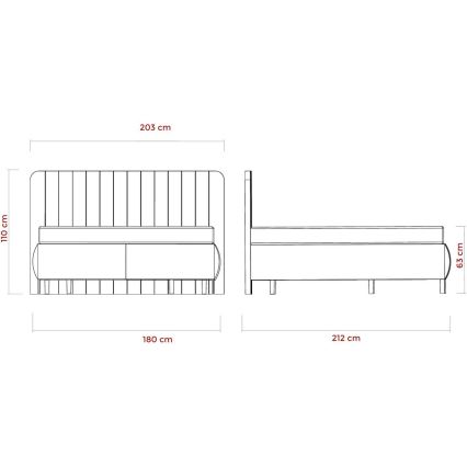 Gestoffeerd bed met matrassen en opslagruimte ALEXA 180x200 cm beige