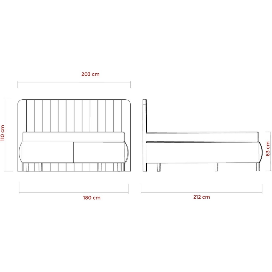 Gestoffeerd bed met matrassen en opslagruimte ALEXA 180x200 cm beige
