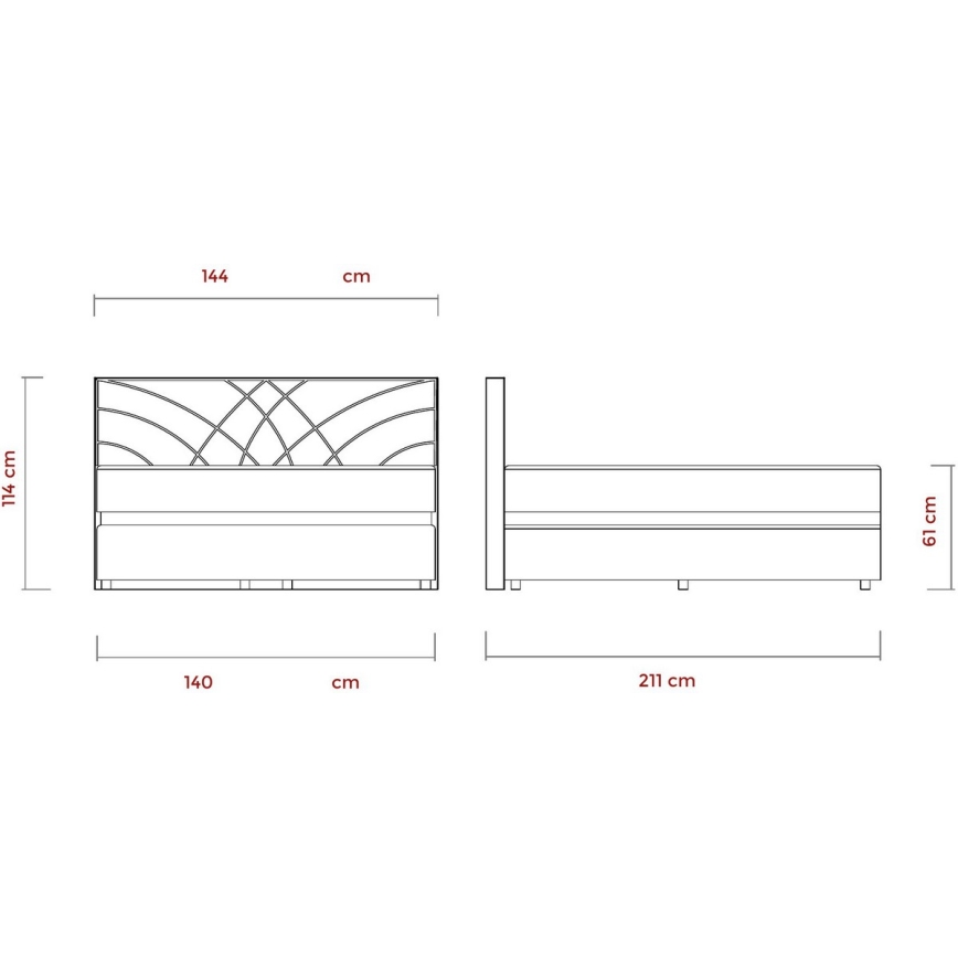 Gestoffeerd bed met matrassen en opslagruimte GINA 140x200 cm beige