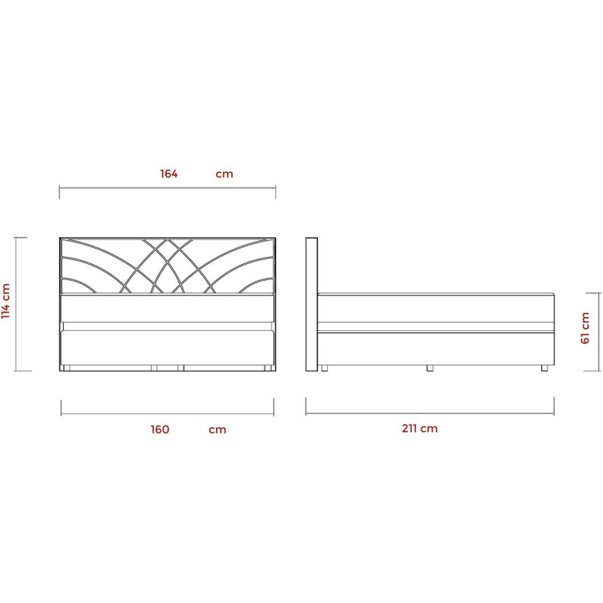 Gestoffeerd bed met matrassen en opslagruimte GINA 160x200 cm beige