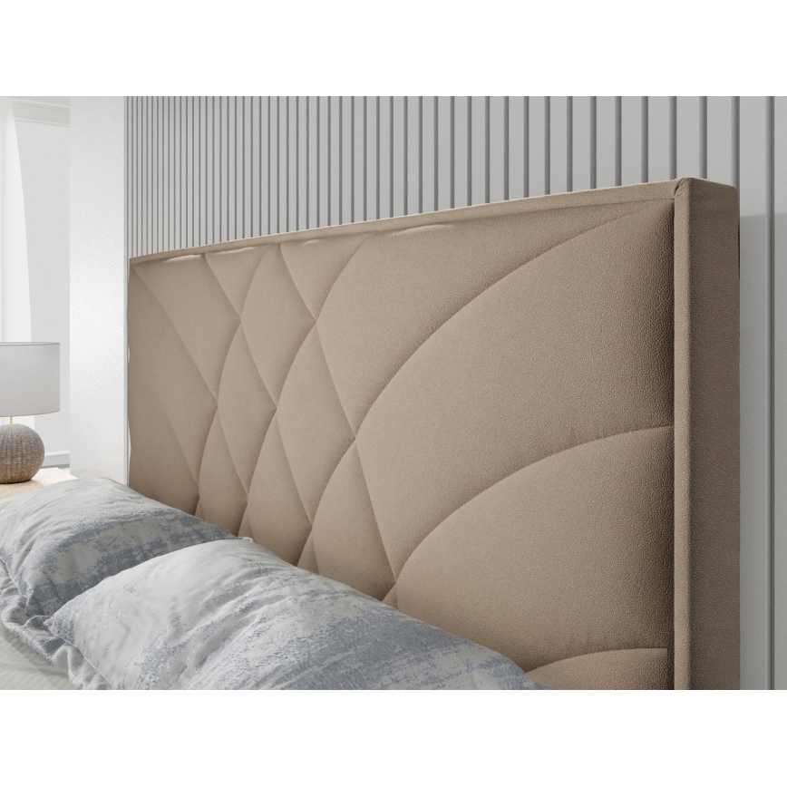 Gestoffeerd bed met matrassen en opslagruimte GINA 180x200 cm beige