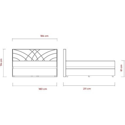 Gestoffeerd bed met matrassen en opslagruimte GINA 180x200 cm beige