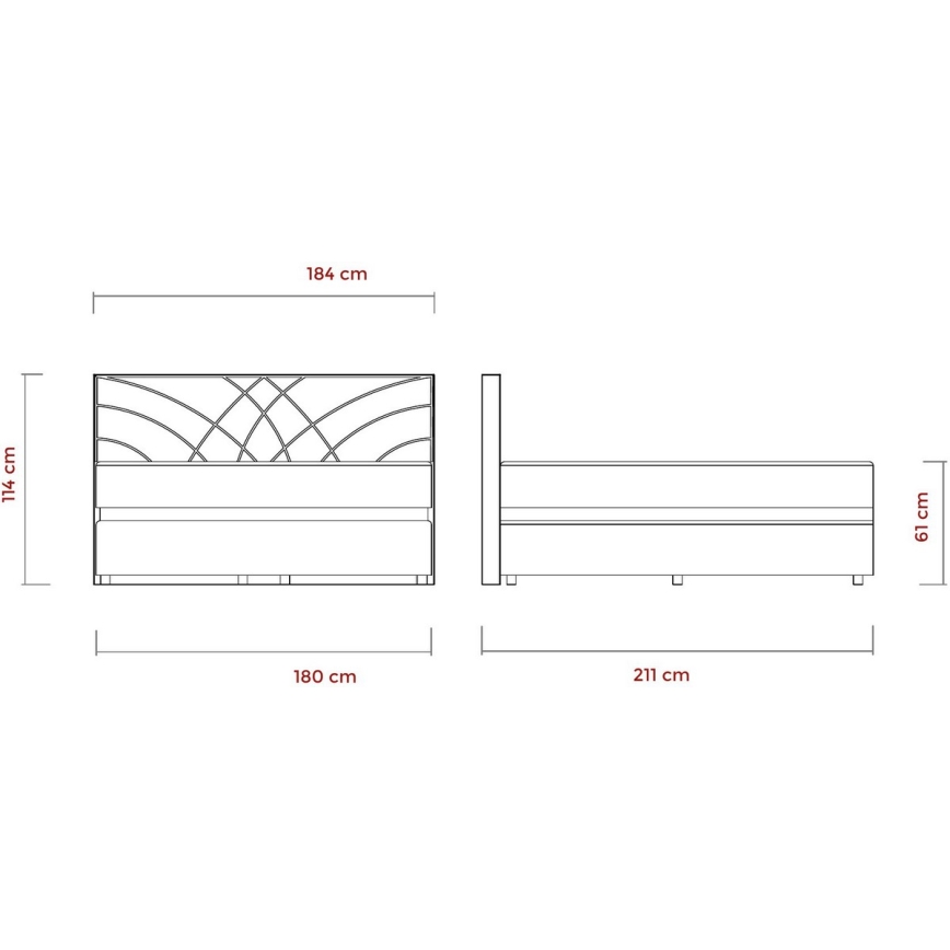 Gestoffeerd bed met matrassen en opslagruimte GINA 180x200 cm beige