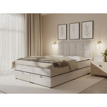 Gestoffeerd bed met matrassen en opslagruimte GRACE 140x200 cm grijs