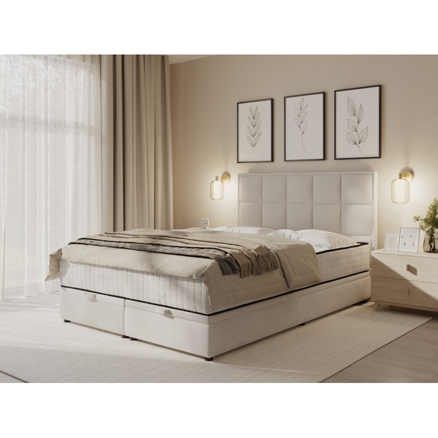 Gestoffeerd bed met matrassen en opslagruimte GRACE 140x200 cm grijs