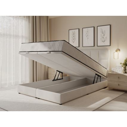 Gestoffeerd bed met matrassen en opslagruimte GRACE 140x200 cm grijs