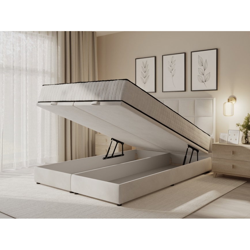 Gestoffeerd bed met matrassen en opslagruimte GRACE 140x200 cm grijs