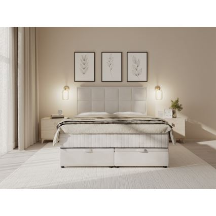 Gestoffeerd bed met matrassen en opslagruimte GRACE 140x200 cm grijs