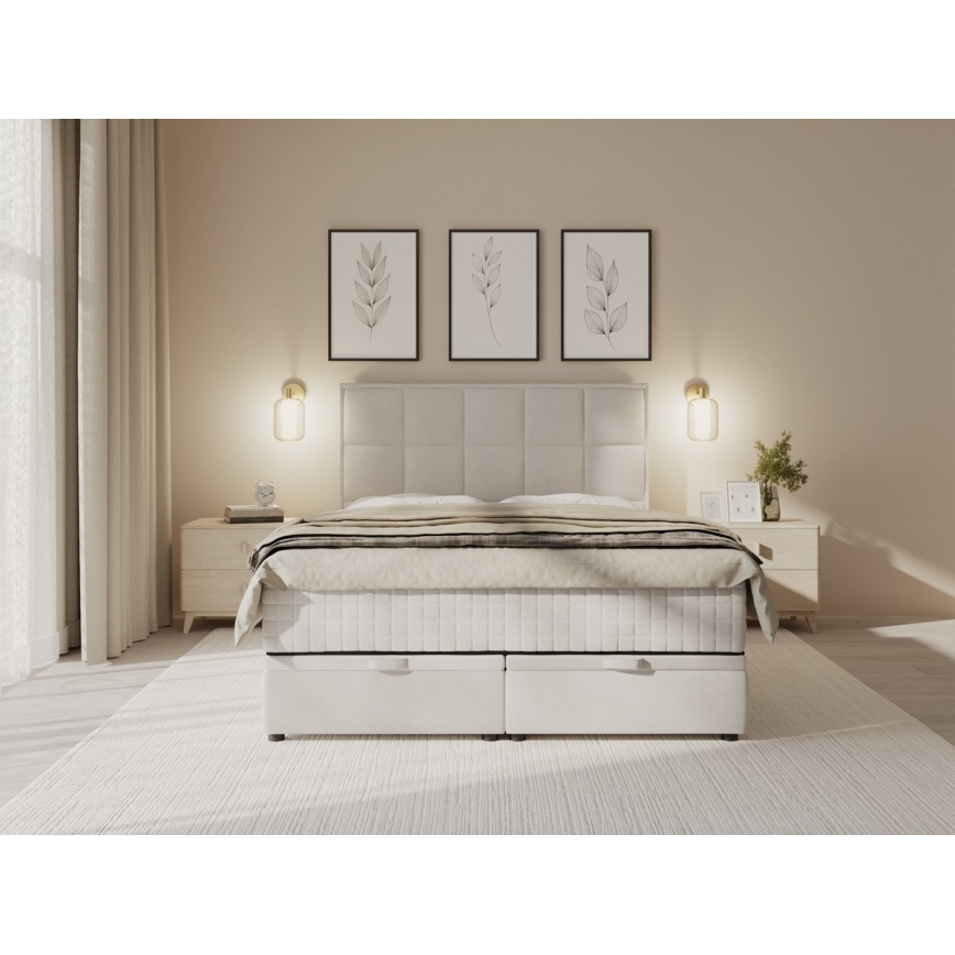 Gestoffeerd bed met matrassen en opslagruimte GRACE 140x200 cm grijs