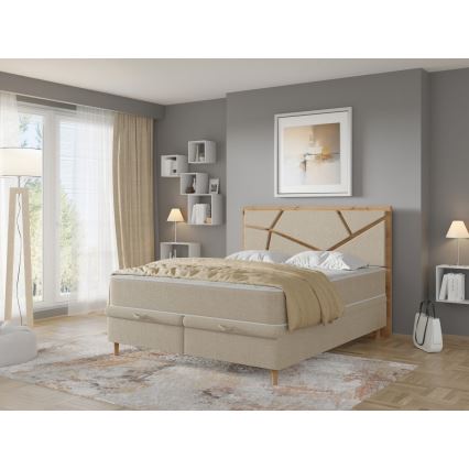 Gestoffeerd bed met matrassen en opslagruimte NAOMI 140x200 cm beige