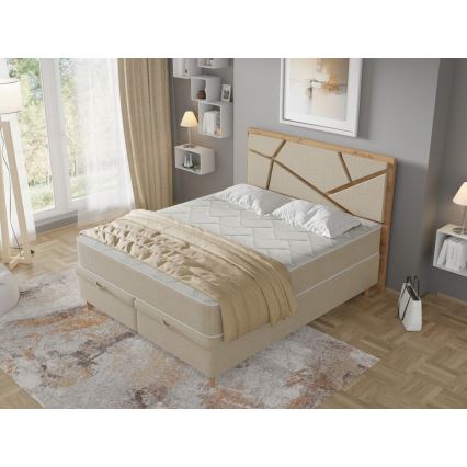 Gestoffeerd bed met matrassen en opslagruimte NAOMI 140x200 cm beige