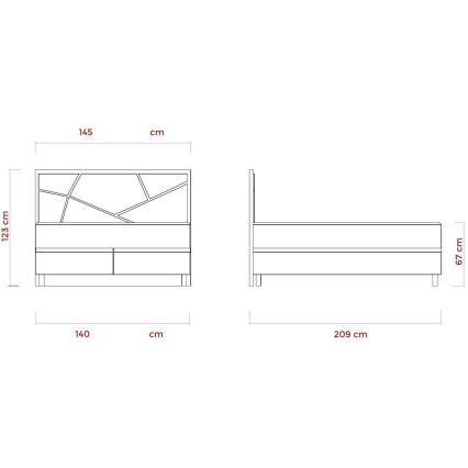 Gestoffeerd bed met matrassen en opslagruimte NAOMI 140x200 cm beige