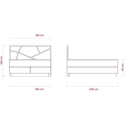 Gestoffeerd bed met matrassen en opslagruimte NAOMI 180x200 cm beige