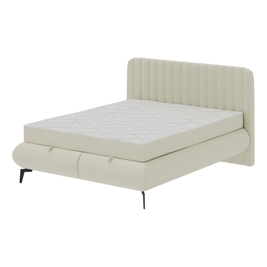 Gestoffeerd bed met matrassen en topper met een opslagruimte ALEXA 160x200 cm beige