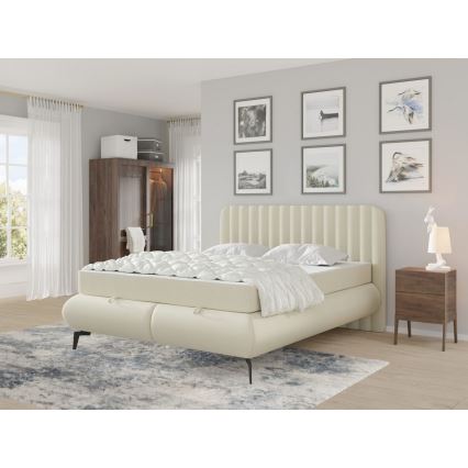 Gestoffeerd bed met matrassen en topper met een opslagruimte ALEXA 160x200 cm beige