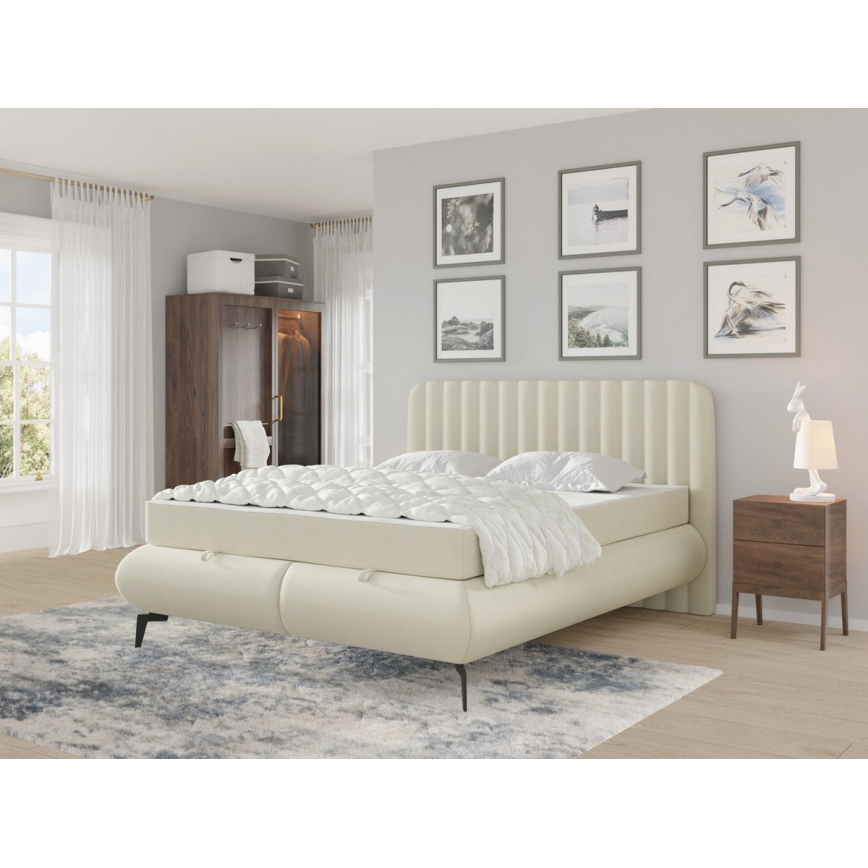 Gestoffeerd bed met matrassen en topper met een opslagruimte ALEXA 160x200 cm beige