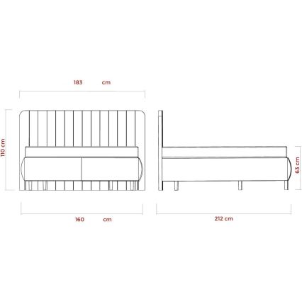 Gestoffeerd bed met matrassen en topper met een opslagruimte ALEXA 160x200 cm beige