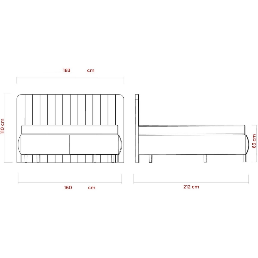 Gestoffeerd bed met matrassen en topper met een opslagruimte ALEXA 160x200 cm beige