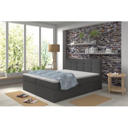 Gestoffeerd bed met matrassen en topper met een opslagruimte EMBER 160x200 cm antraciet