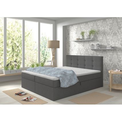 Gestoffeerd bed met matrassen en topper met een opslagruimte EMBER 180x200 cm antraciet