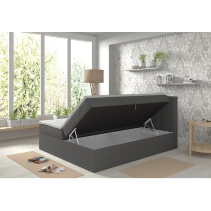 Gestoffeerd bed met matrassen en topper met een opslagruimte EMBER 180x200 cm antraciet