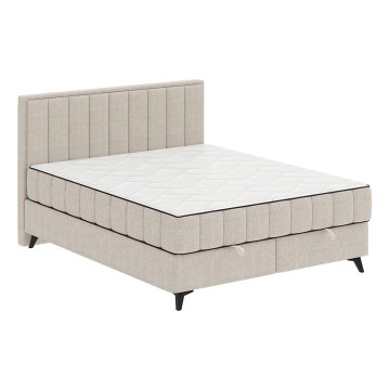 Gestoffeerd bed met matrassen en topper met opbergruimte ALICIA 180x200 cm beige