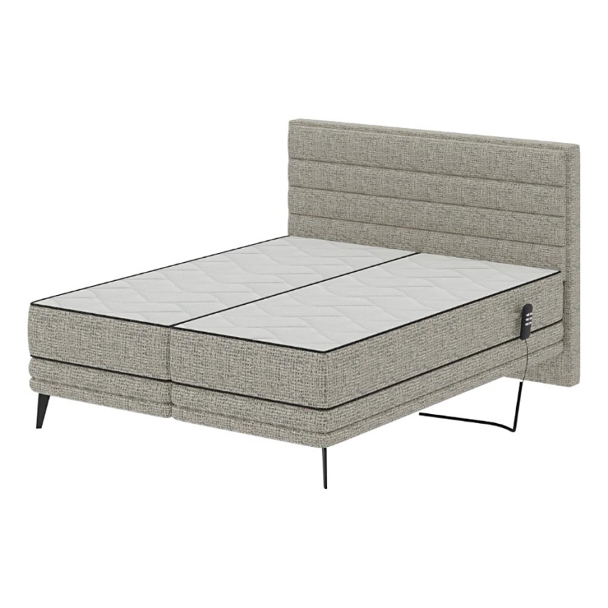 Gestoffeerd bed met matrassen en topper MILA 180x200 cm grijs