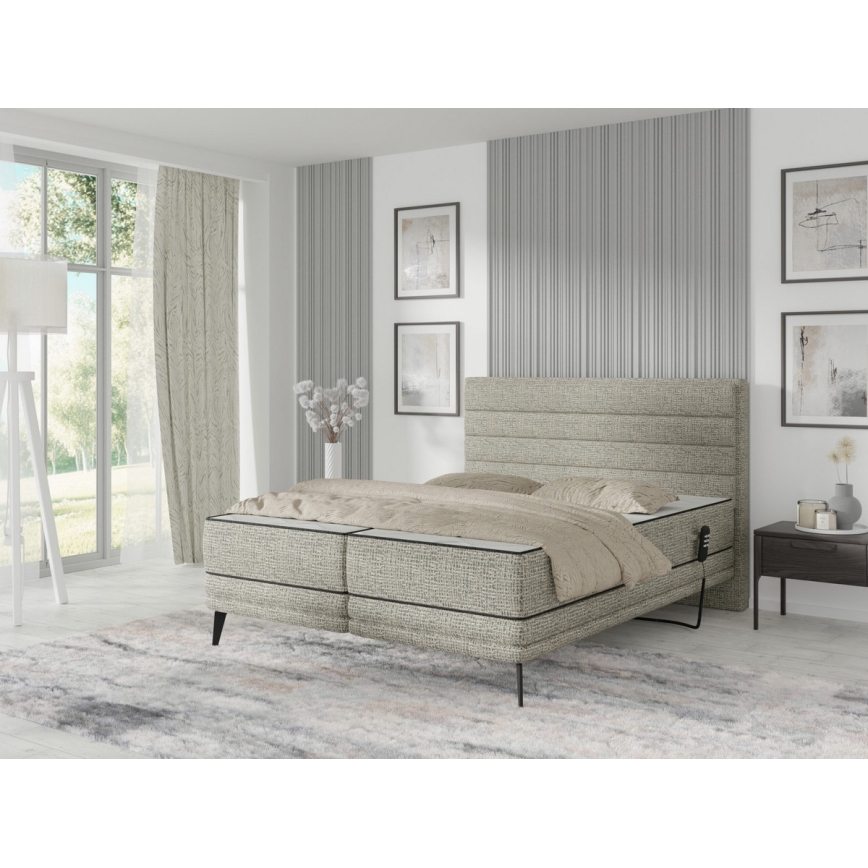 Gestoffeerd bed met matrassen en topper MILA 180x200 cm grijs