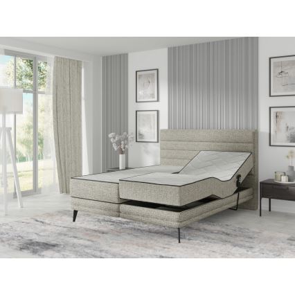 Gestoffeerd bed met matrassen en topper MILA 180x200 cm grijs
