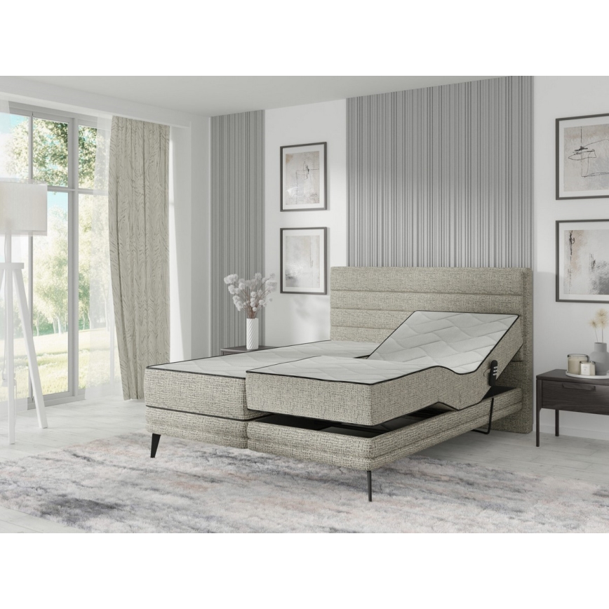 Gestoffeerd bed met matrassen en topper MILA 180x200 cm grijs