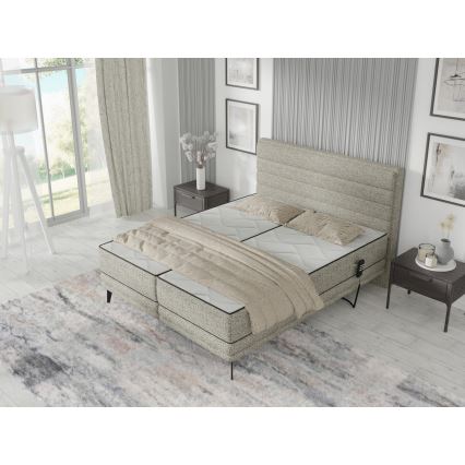 Gestoffeerd bed met matrassen en topper MILA 180x200 cm grijs