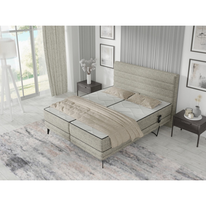 Gestoffeerd bed met matrassen en topper MILA 180x200 cm grijs