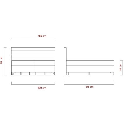 Gestoffeerd bed met matrassen en topper MILA 180x200 cm grijs