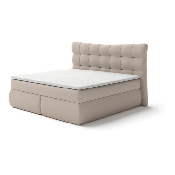 Gestoffeerd bed met matrassen en topper SOFIA 180x200 cm beige
