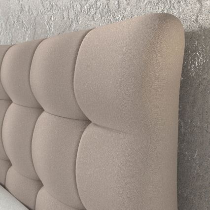 Gestoffeerd bed met matrassen en topper SOFIA 180x200 cm beige