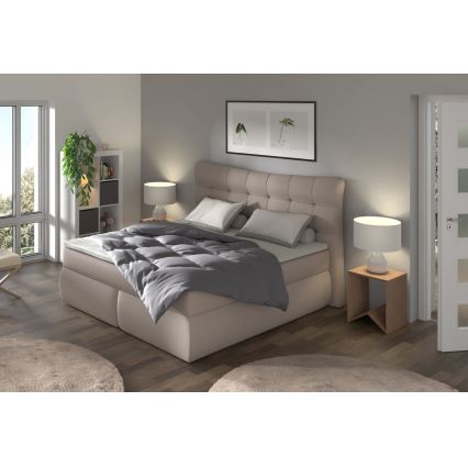 Gestoffeerd bed met matrassen en topper SOFIA 180x200 cm beige