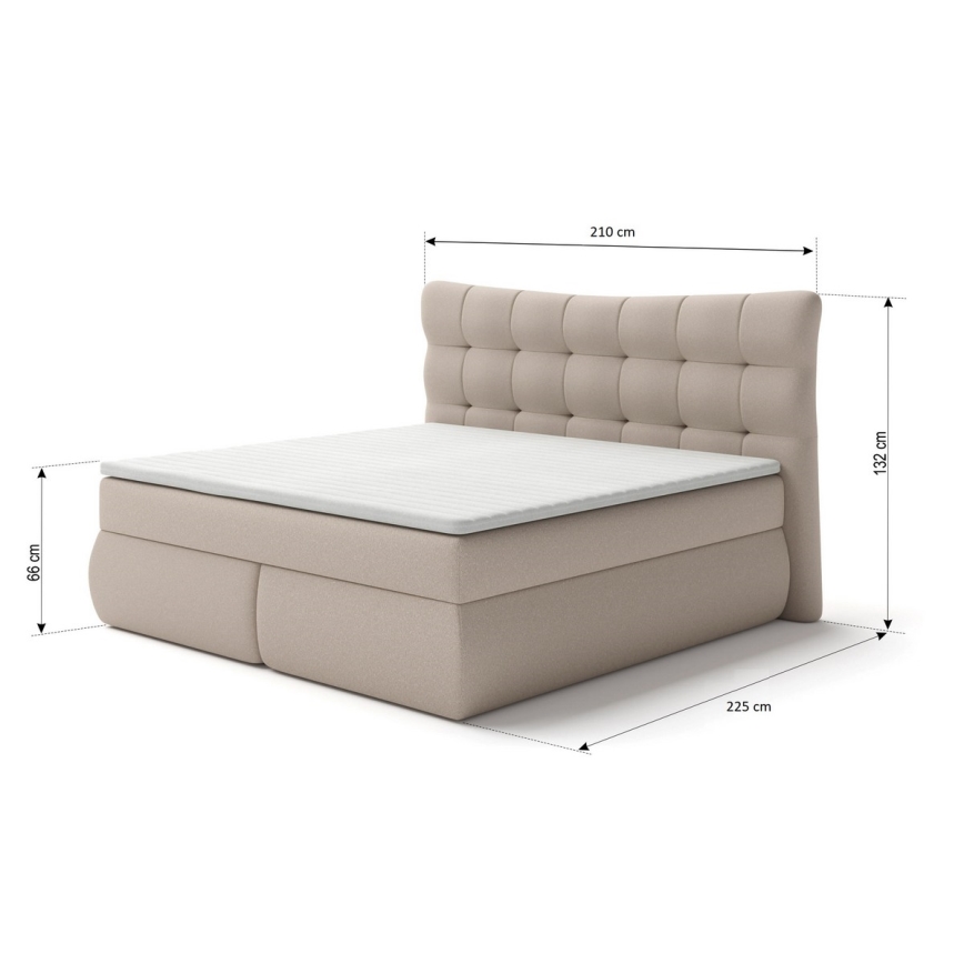 Gestoffeerd bed met matrassen en topper SOFIA 180x200 cm beige