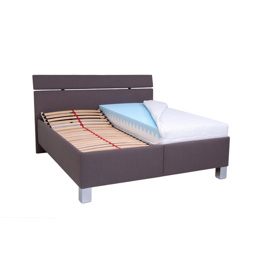 Gestoffeerd bed met opbergruimte ALIS 160x200 cm, zonder matras, bruin