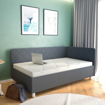 Gestoffeerd bed met opbergruimte en matras EMILE 110x200 cm, grijs