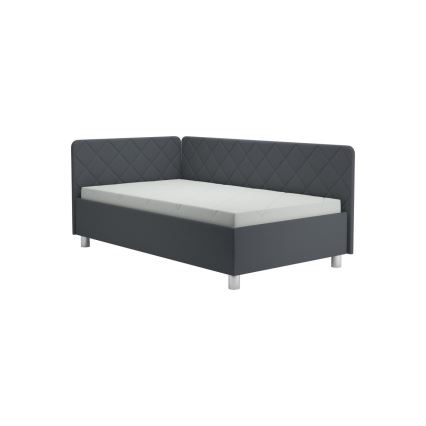 Gestoffeerd bed met opbergruimte en matras EMILE 110x200 cm, grijs