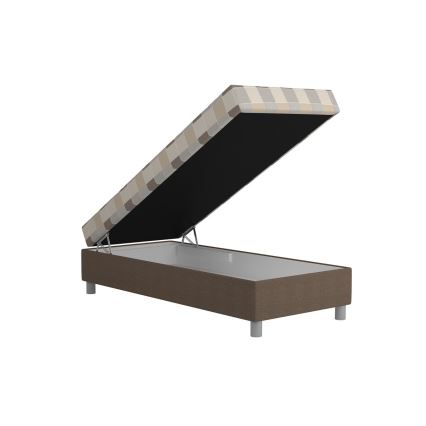 Gestoffeerd bed met opbergruimte en matras GEORGE 90x200 cm bruin