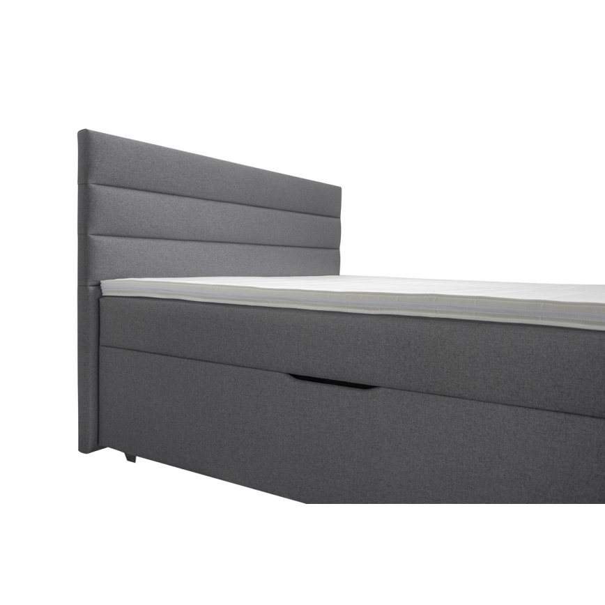 Gestoffeerd bed met opbergruimte en matrassen met topper NEW BOLERO 180x200 cm grijs
