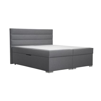 Gestoffeerd bed NEW BOLERO 160x200 cm met opbergruimte, inclusief matrassen en topper, grijs